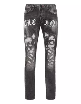 Джинсовые брюки супер прямого кроя Philipp Plein TM, цвет Full Metal