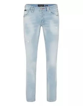 Джинсовые брюки супер прямого кроя Philipp Plein, цвет Ice Cube
