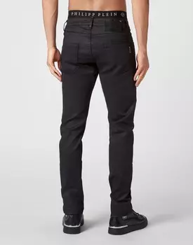 Джинсовые брюки супер прямого кроя премиум-череп Philipp Plein, цвет Black Plated