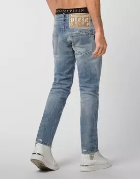 Джинсовые брюки супер прямого кроя премиум-класса Philipp Plein, цвет Razar Blade Blue