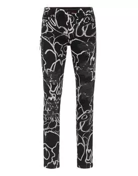 Джинсовые брюки супер прямого кроя Skull&Bones PHILIPP PLEIN, цвет summer night