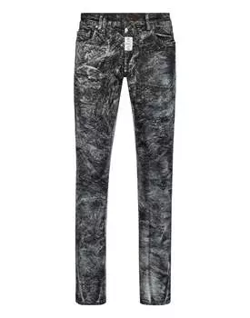 Джинсовые брюки супер прямого покроя PHILIPP PLEIN, цвет rough sea