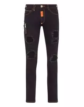 Джинсовые брюки супер прямого покроя PHILIPP PLEIN, цвет dark skater