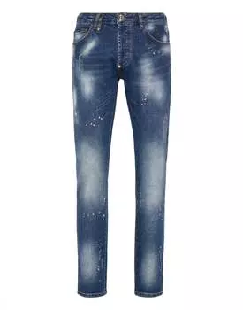 Джинсовые брюки супер прямого покроя Skull&Bones PHILIPP PLEIN, цвет clockwork orange