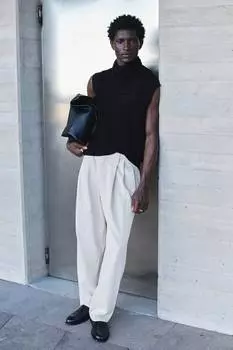 Джинсовые брюки свободного кроя H&M, бежевый