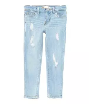 Джинсовые джеггинсы Levi's Little Girls 2T-6X Lana с разрушенными деталями, синий