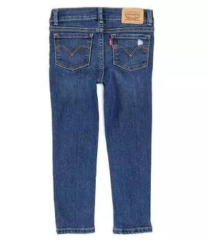 Джинсовые джеггинсы Levi's Little Girls 2T-6X Lana с разрушенными деталями, синий