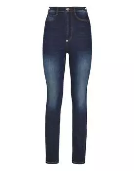 Джинсовые джеггинсы с супер высокой талией Iconic Plein PHILIPP PLEIN, цвет deep blue shrine