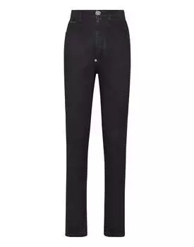 Джинсовые джеггинсы с супер высокой талией PHILIPP PLEIN, цвет black plated