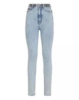 Джинсовые джеггинсы с высокой талией Philipp Plein TM, цвет ice frost
