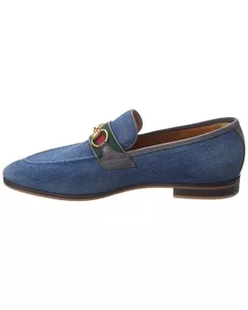 Джинсовые и кожаные лоферы Gucci Horsebit, синий