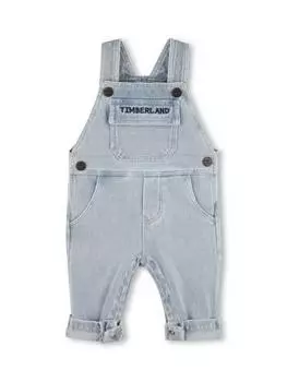 Джинсовые комбинезоны с детским логотипом Timberland, цвет Double Stone Bleach