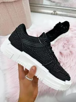 Джинсовые кроссовки Crystal на массивной подошве Love Lemonade, белый