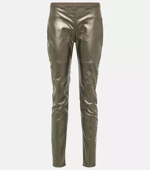 Джинсовые леггинсы с эффектом металлик Rick Owens, серебряный