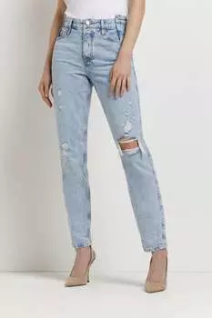 Джинсовые легкие брюки Mom Rework Cece River Island, синий