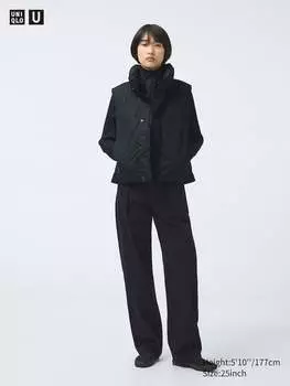 Джинсовые плиссированные брюки длинные Uniqlo, черный