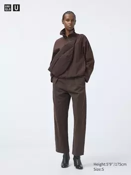 Джинсовые плиссированные брюки короткие Uniqlo, коричневый