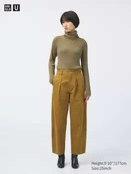 Джинсовые плиссированные брюки короткие Uniqlo, оранжевый