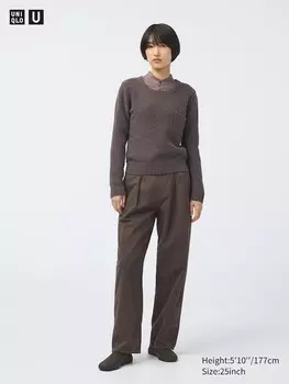 Джинсовые плиссированные брюки Uniqlo, коричневый