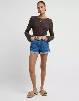 Джинсовые рваные шорты со средней посадкой River Island - средний размер