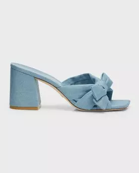 Джинсовые сандалии-мюли Sofia с бантом Stuart Weitzman, цвет Denim