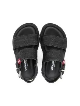 Джинсовые сандалии с логотипом Dsquared2 Kids, черный