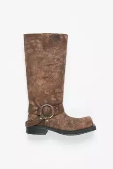 Джинсовые сапоги с пряжками Acne Studios, Rust brown