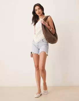 Джинсовые шорты Abercrombie & Fitch с высокой посадкой и необработанным краем, выбеленные