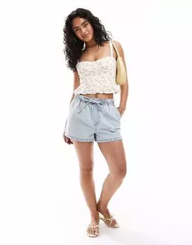 Джинсовые шорты ASOS DESIGN светло-синего цвета без застежек