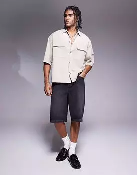 Джинсовые шорты ASOS DESIGN удлиненной длины черного цвета