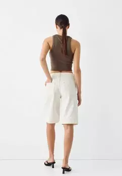 Джинсовые шорты Baggy Bermuda Bershka, бежевые