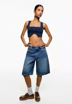 Джинсовые шорты BAGGY Bershka, темно-синий