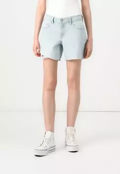 Джинсовые шорты BAGGY SHELL INTERIOR BEAUTY MINI FRAY Hollister Co., цвет Light Blue Denim