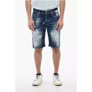 Джинсовые шорты Bermuda Regular Fit с выбеленным эффектом John Richmond, Blue