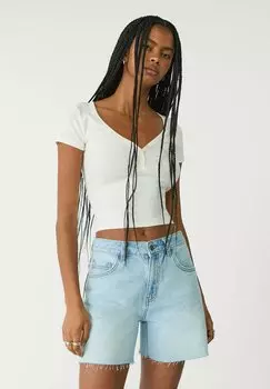 Джинсовые шорты BERMUDA Stradivarius, цвет Stone Blue Denim