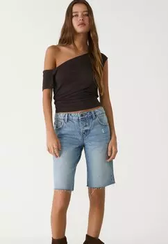 Джинсовые шорты BERMUDA Stradivarius, цвет Stone Blue Denim