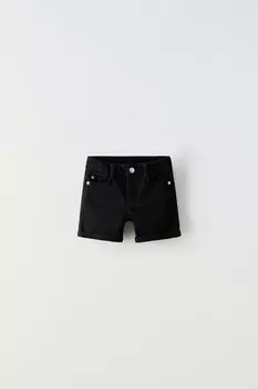 Джинсовые шорты-бермуда ZARA, черный