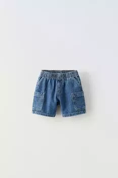 Джинсовые шорты-бермуда ZARA, синий