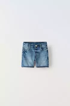 Джинсовые шорты-бермуда ZARA, средне-синий