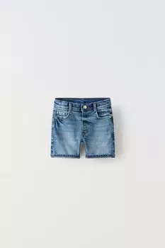 Джинсовые шорты-бермуда ZARA, средне-синий