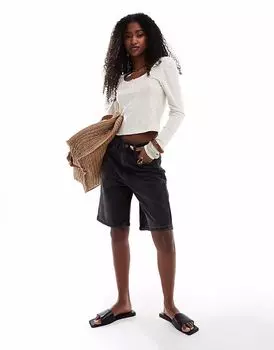 Джинсовые шорты-бермуды ASOS DESIGN черного цвета