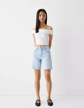 Джинсовые шорты-бермуды Bershka, голубой
