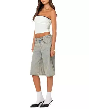 Джинсовые шорты-бермуды Edikted Xtra Long Acid Wash, синий