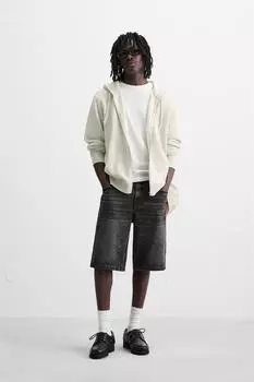 Джинсовые шорты-бермуды мешковатого покроя ZARA, черный