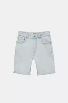 Джинсовые шорты-бермуды облегающего кроя Pull&Bear, бледно-голубой