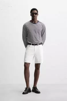 Джинсовые шорты-бермуды обычного покроя ZARA, белый