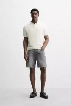 Джинсовые шорты-бермуды обычного покроя ZARA, серый