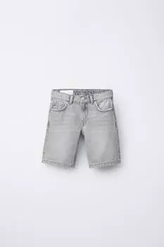 Джинсовые шорты-бермуды оригинального кроя ZARA, цвет Mid-grey