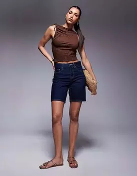 Джинсовые шорты-бермуды River Island темно-синего цвета