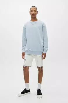 Джинсовые шорты-бермуды с бахромой по низу PULL&amp;BEAR
